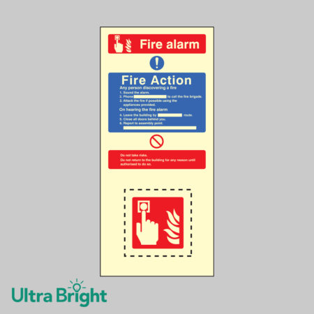 Call point EasiKIT fire action set photoluminescent self adhesive vinyl 150x300mm