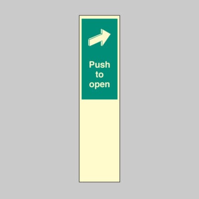 Push to open 75x300mm door plate photoluminescent rigid plastic