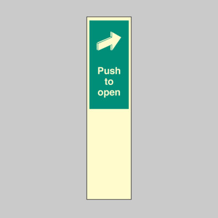 Push to open 75x300mm door plate photoluminescent rigid plastic