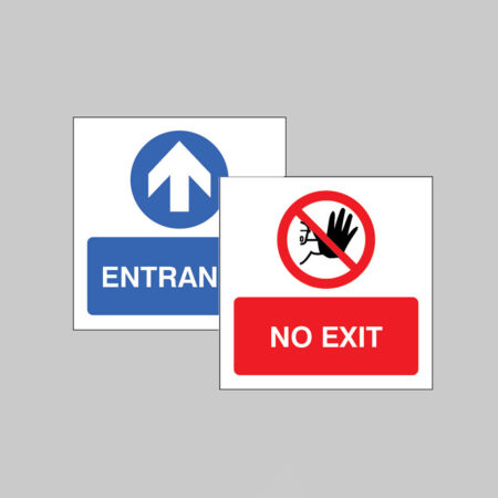 Entrance / No exit Double sided self adhesive window sticker 150x150mm