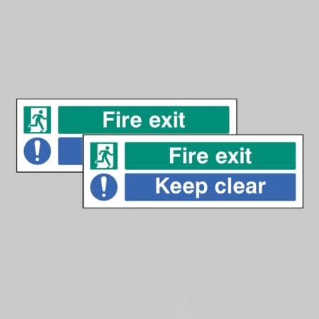 Fire exit Keep Clear Double sided self adhesive window sticker 300x100mm