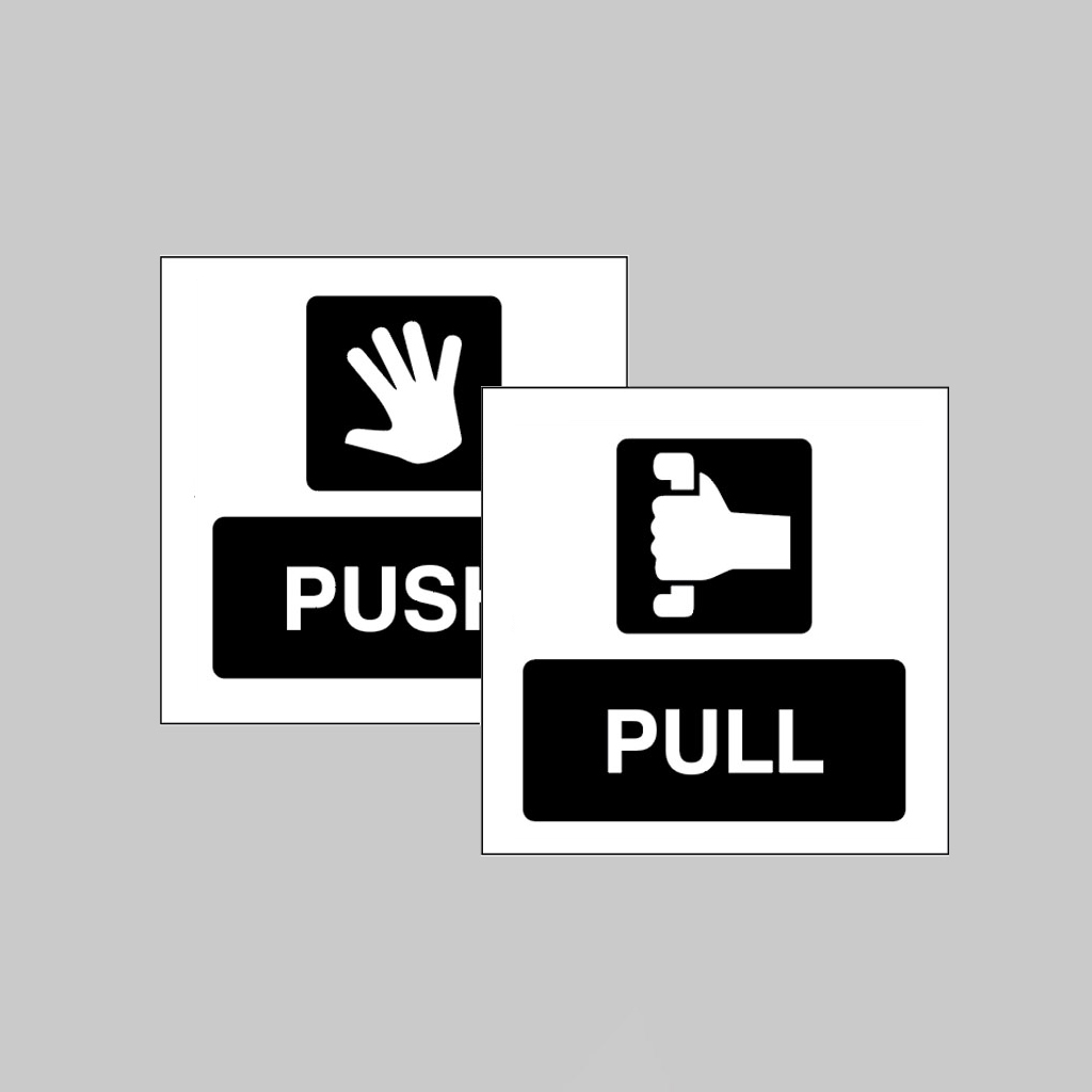Pull / Push Double Sided Self Adhesive Window Sticker 150X150Mm 1 Pull / push double sided self adhesive window sticker 150x150mm