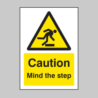 Caution mind the step A5 rigid plastic