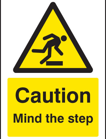 Caution mind the step A5 self adhesive vinyl