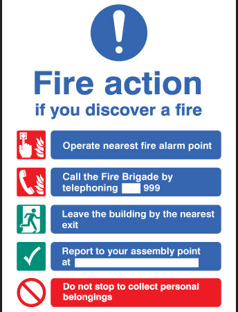 Fire action A5 self adhesive vinyl