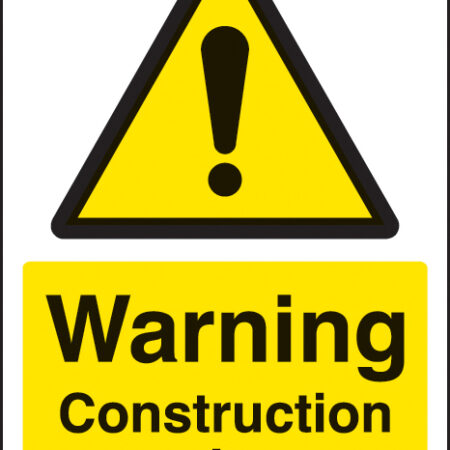 Warning construction site A4 self adhesive vinyl