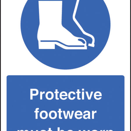 Protective footwear must be worn A4 self adhesive vinyl