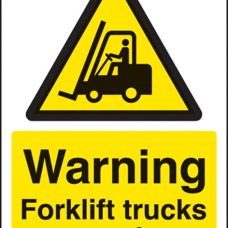 Warning forklift trucks operating A4 self adhesive vinyl