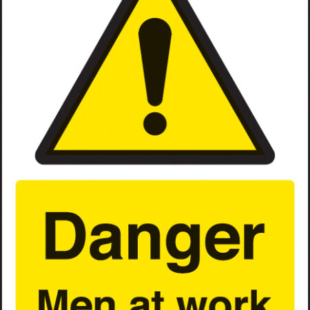 Danger men at work A4 self adhesive vinyl