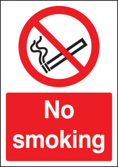 No smoking  A4 rigid plastic