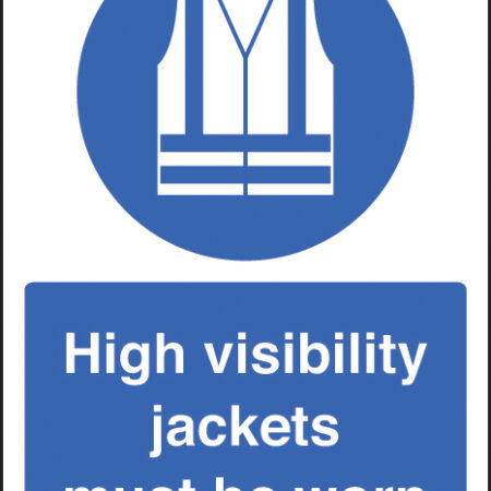 High visibility jackets must be worn  A4 rigid plastic