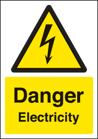 Danger electricity  A4 rigid plastic