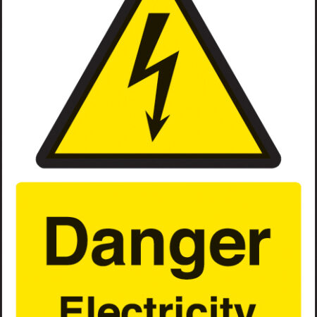 Danger electricity  A4 rigid plastic