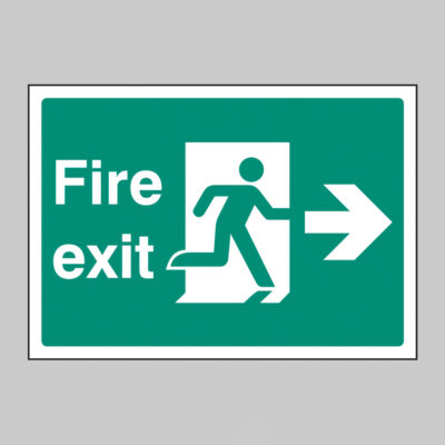 Fire exit right  A4 rigid plastic