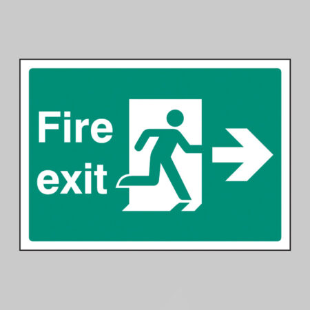 Fire exit right  A4 rigid plastic