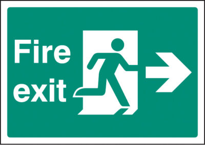 Fire exit right A4 self adhesive vinyl