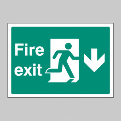 Fire exit down  A4 rigid plastic