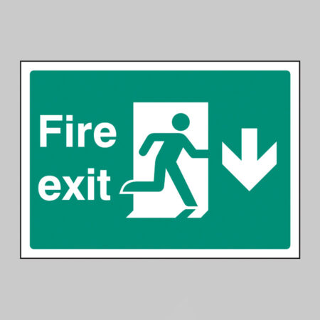 Fire exit down  A4 rigid plastic