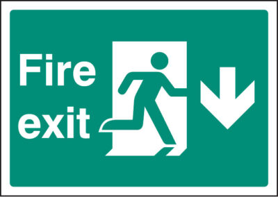 Fire exit down A4 self adhesive vinyl