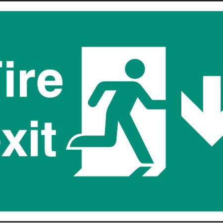 Fire exit down A4 self adhesive vinyl