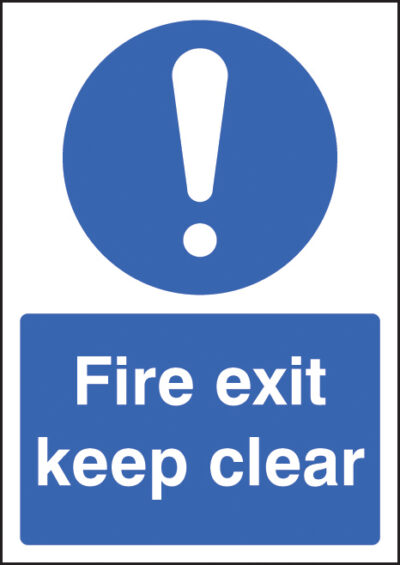 Fire exit keep clear A4 self adhesive vinyl