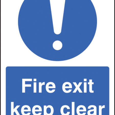 Fire exit keep clear A4 self adhesive vinyl