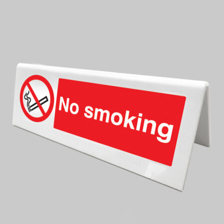 No smoking double sided plastic table cards (pack of 5)