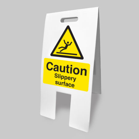 Caution slippery surface (self standing folding sign)