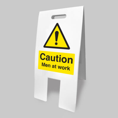 Caution men at work (self standing folding sign)