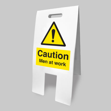 Caution men at work (self standing folding sign)