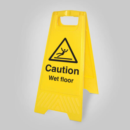 Caution wet floor (free-standing yellow floor sign)