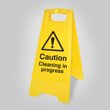 Caution cleaning in progress (free-standing yellow floor sign)