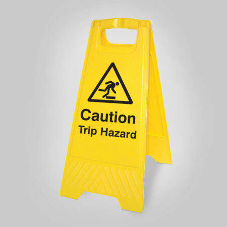 Caution trip hazard (free-standing yellow floor sign)
