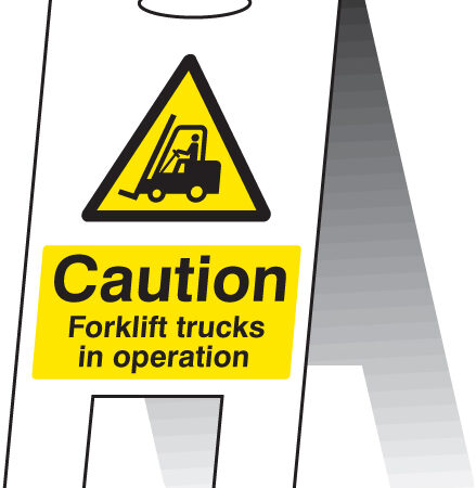 Caution forklift trucks in operating (self standing folding sign)