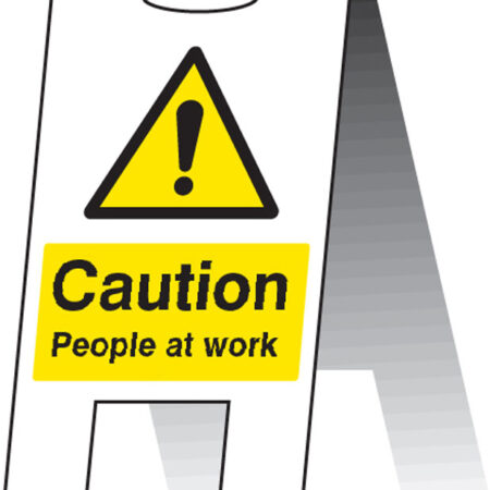 Caution people at work (self standing folding sign)