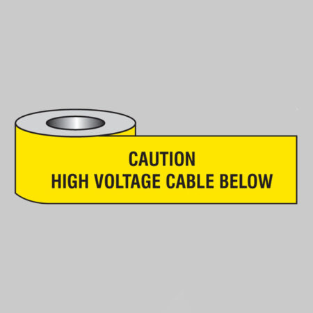 Caution high voltage cable below underground tape 365m x 150mm premier polymer polythene