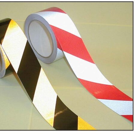 Reflective adhesive safety tape red/white 50mm x 25m