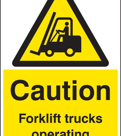 Caution forklift trucks operating floor graphic 400x600mm