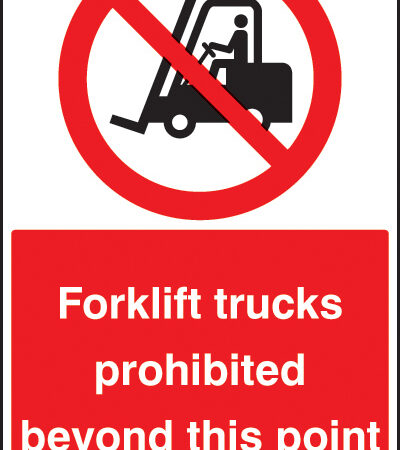 Forklift trucks prohibited beyond this point floor graphic 400x600mm