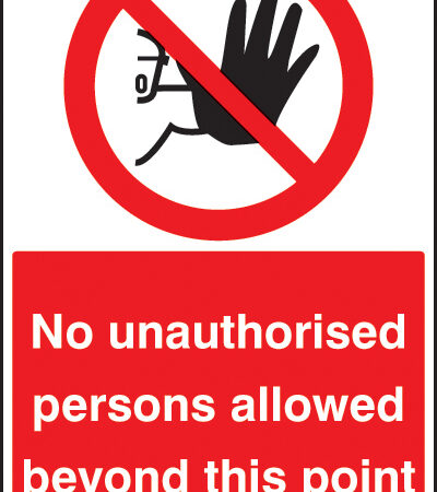 No unauthorised persons allowed beyond this point floor graphic 400x600mm