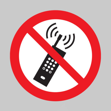 No mobile phones symbol floor graphic 400mm dia