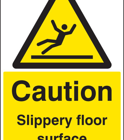Caution slippery surface floor graphic 400x600mm