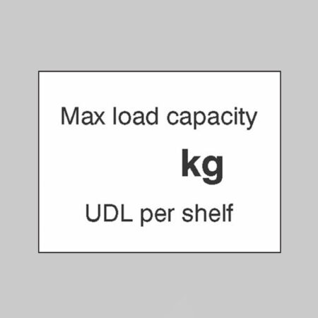 Max load capacity ___kg UDL per shelf, 100x75mm magnetic PVC