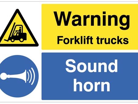 Warning forklift trucks sound horn floor graphic 600x400mm
