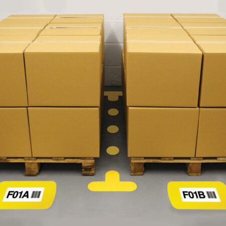 Floor graphic frame A4 Yellow 400x310mm with clear A4 window