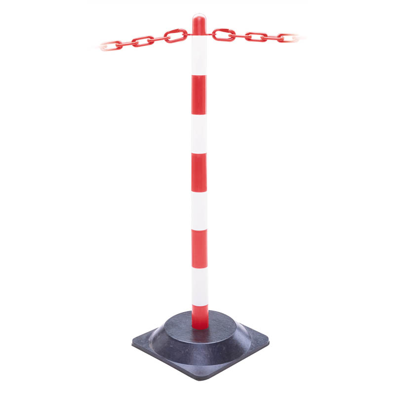 Universal Chain Post 870Mm High Red &Amp; White C/W 2.3Kg Square Rubber Base (265X265Mm) 1 Universal chain post 870mm high red & white c/w 2. 3kg square rubber base (265x265mm)