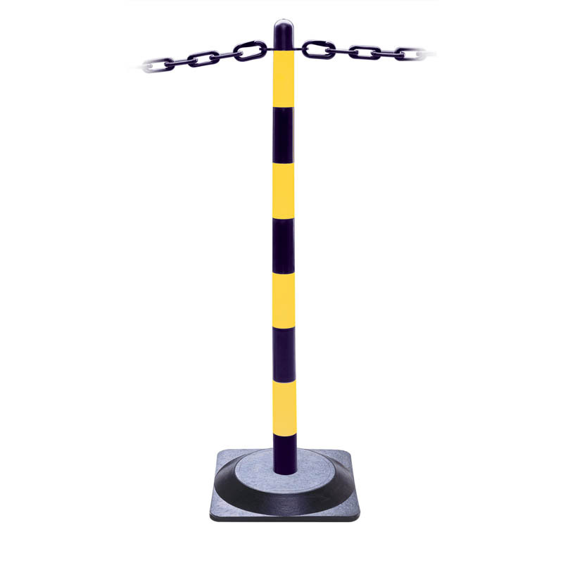 Universal Chain Post 870Mm High Black &Amp; Yellow C/W 2.3Kg Square Rubber Base (265X265Mm) 1 Universal chain post 870mm high black & yellow c/w 2. 3kg square rubber base (265x265mm)