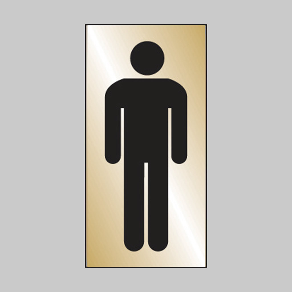 Gents Symbol 70X140Mm Engraved Brass Effect Pvc C/W Sav Backing 1 Gents symbol 70x140mm engraved brass effect pvc c/w sav backing