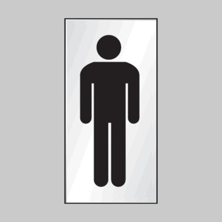 Gents symbol 70x140mm engraved aluminium effect pvc c/w sav backing