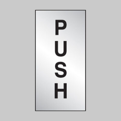 Push 35x70mm engraved aluminium effect pvc c/w sav backing
